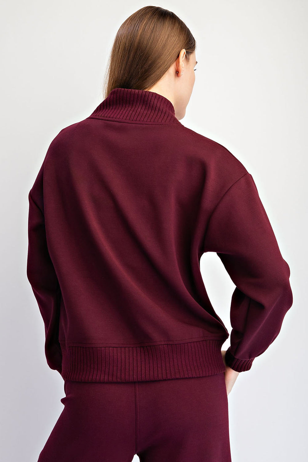 MODAL SCUBA LUXE V-NECK TOP Wine
