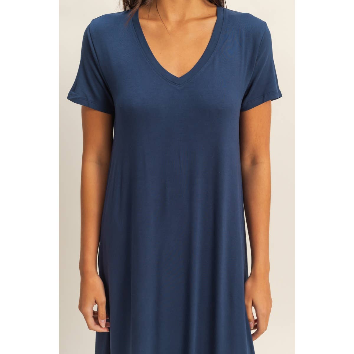 V-Neck Short Sleeve Midi Dress