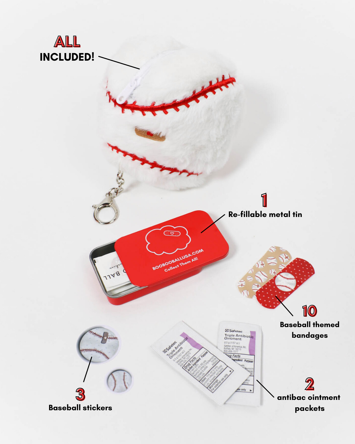 Boo-Boo Keychain BASEBALL