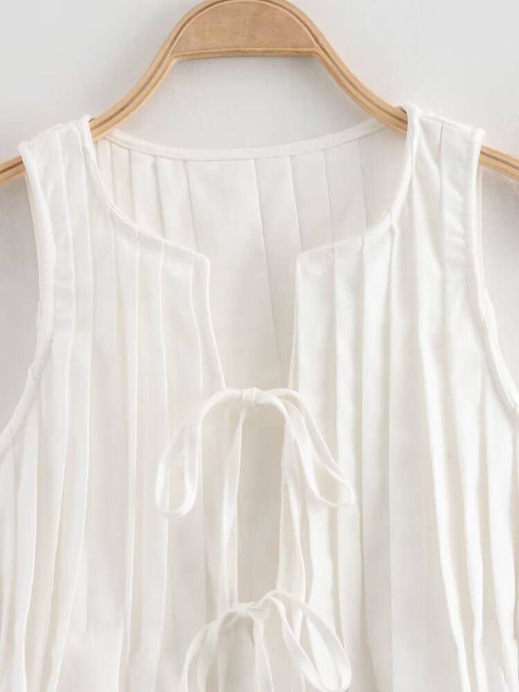 Pleated tank top skirt two piece set