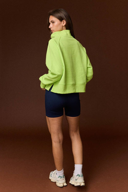 Half- Snap Button Mock Neck Pullover