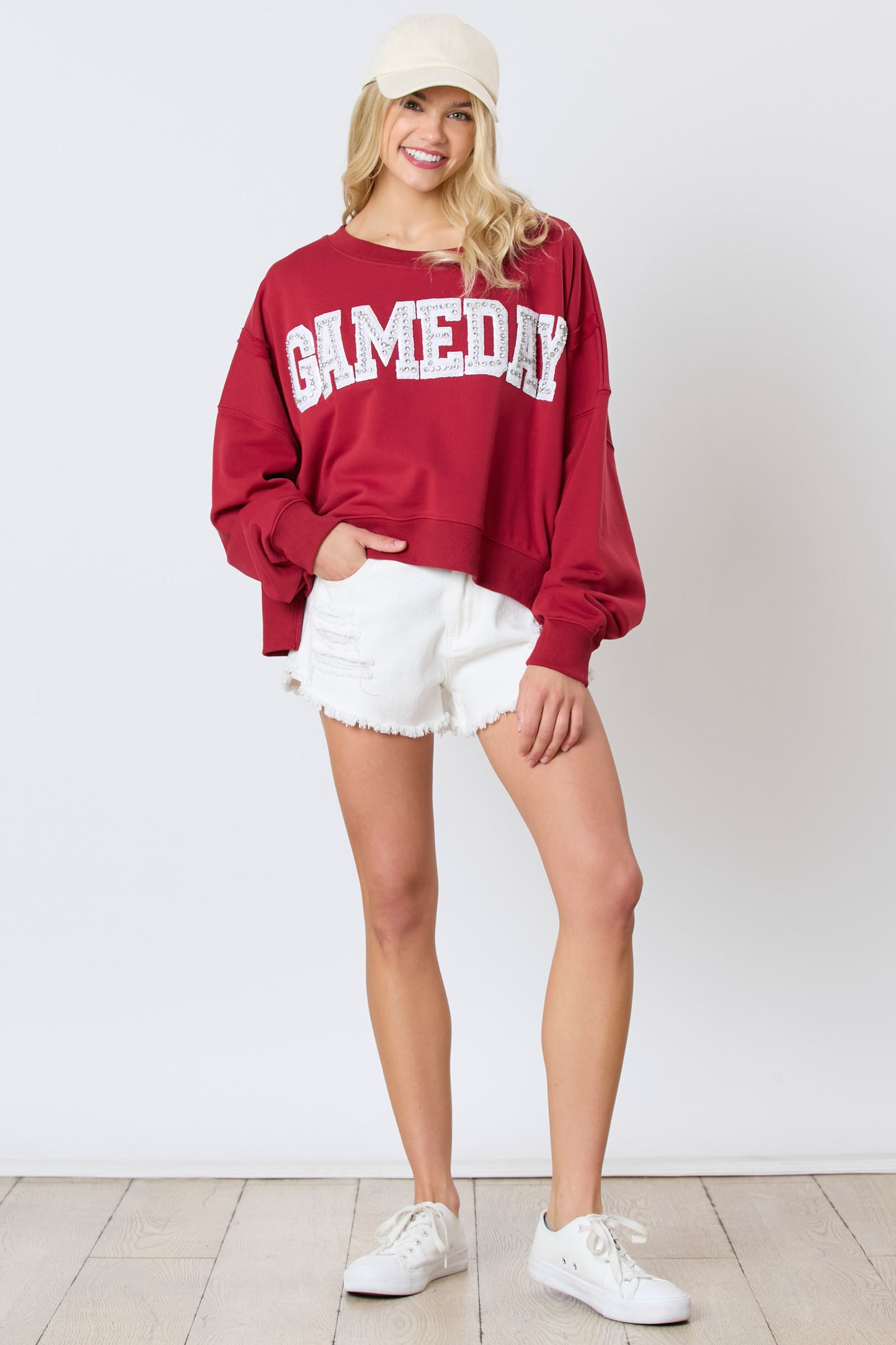 Gameday Towel & Crystal Stone Detail Sweatshirt