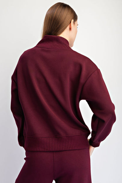 MODAL SCUBA LUXE V-NECK TOP Wine
