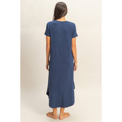 V-Neck Short Sleeve Midi Dress