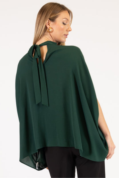 Crepe Mock Neck Top- Emerald