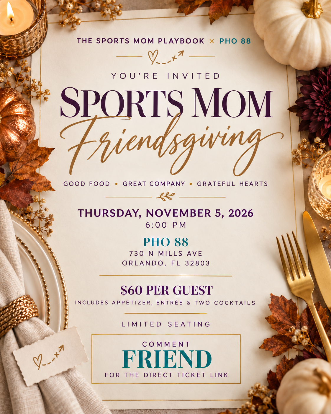 Sports Mom Friendsgiving at Pho 88
