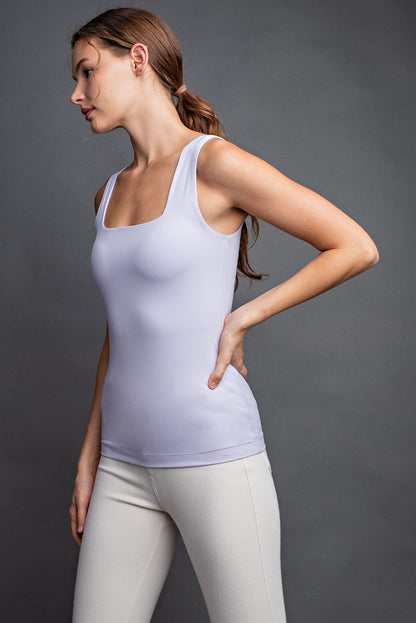 🚨 Pre-Order Only 🚨BUTTER FABRIC SQUARE NECKLINE SLEEVELESS TANK TOP- Nantucket Breeze