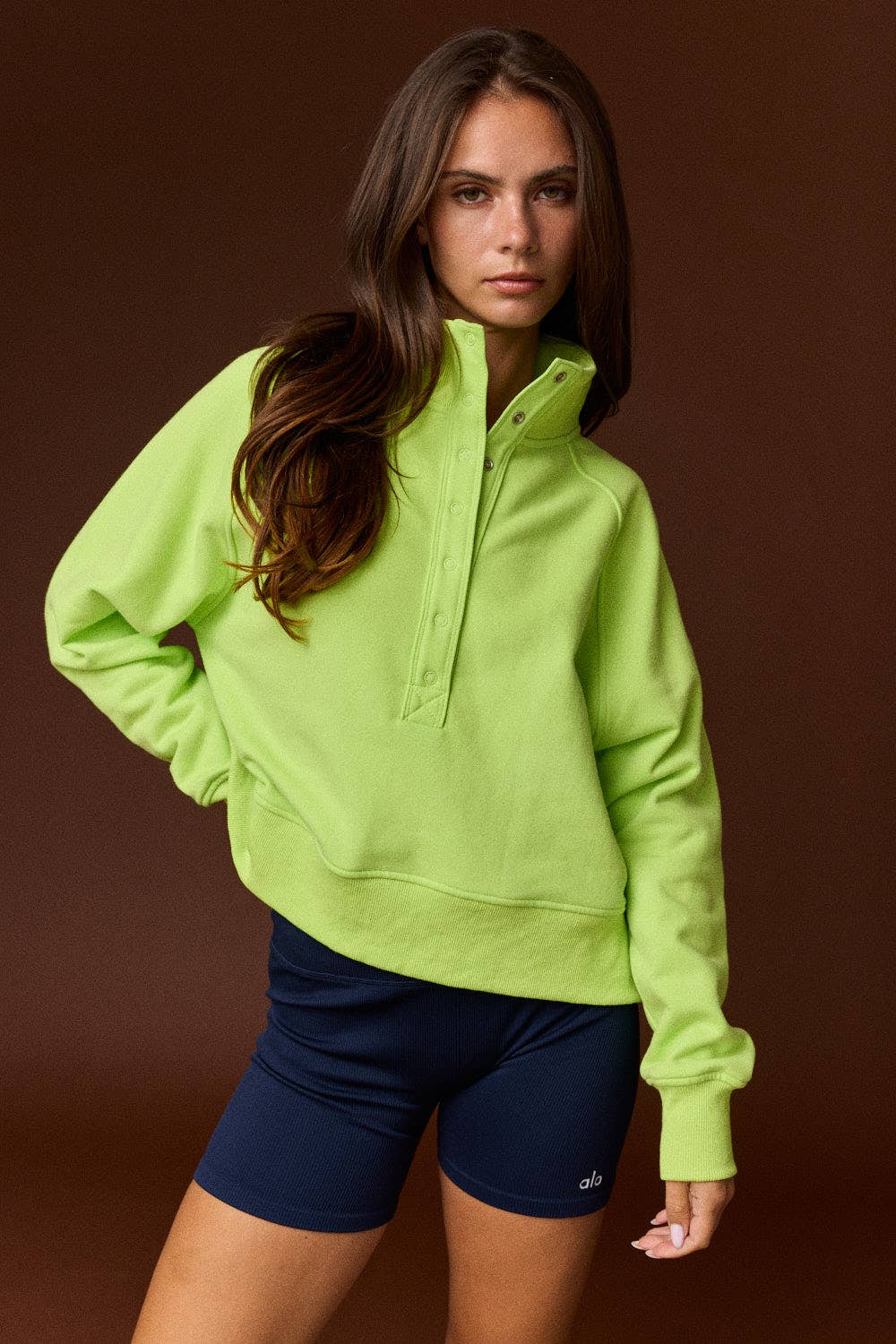 Half- Snap Button Mock Neck Pullover