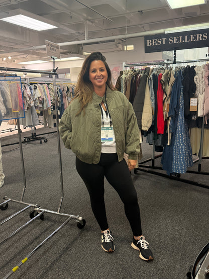 Washed Quilted Button Down Jacket