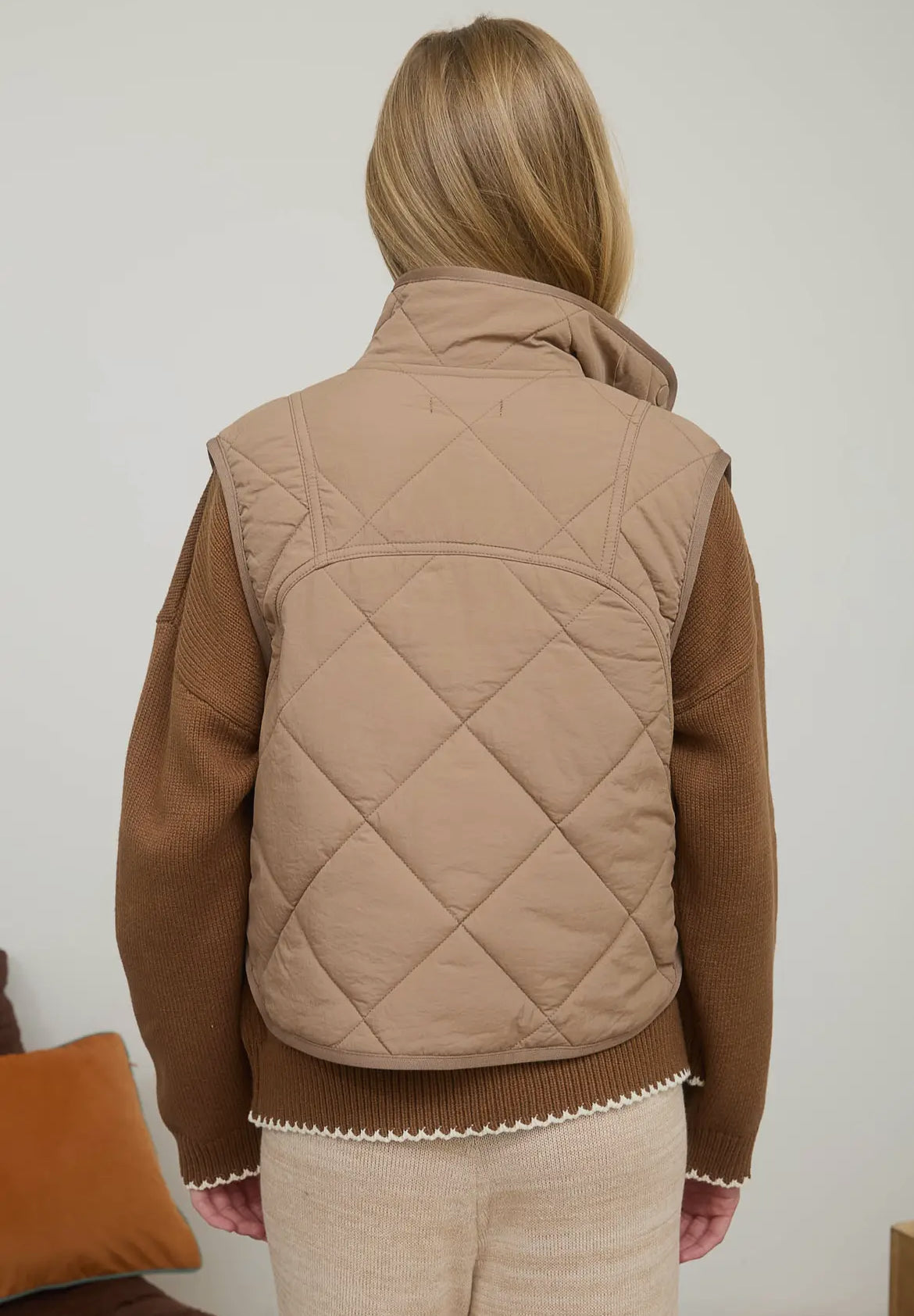 Snap Button Quilted Puffer Vest