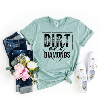 Dirt and Diamonds Dusty Blue Tee Black Ink