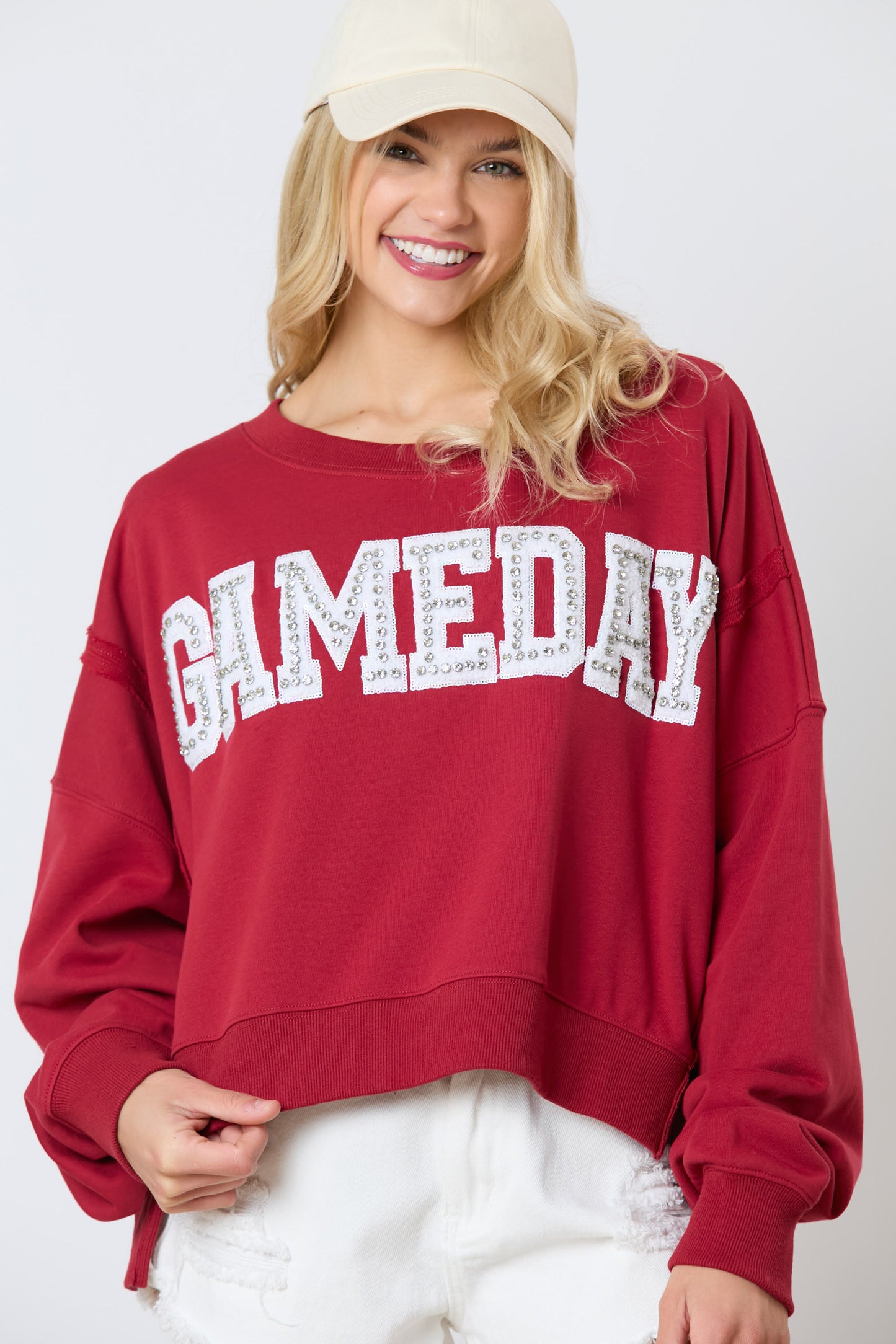 Gameday Towel & Crystal Stone Detail Sweatshirt