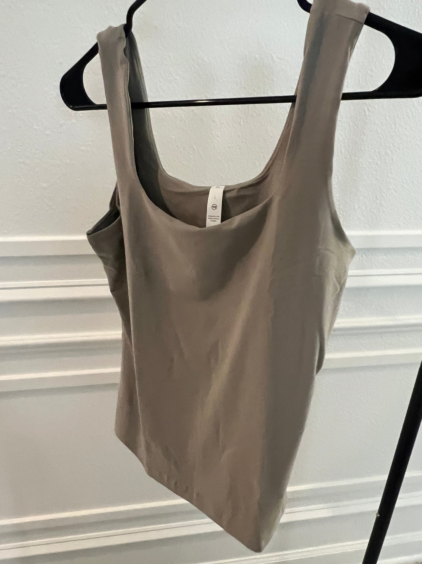 BUTTER FABRIC SQUARE NECKLINE SLEEVELESS TANK TOP- Stone Taupe