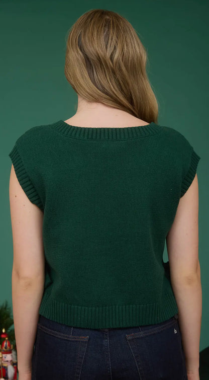 Cable Knit Box Sweater- Emerald