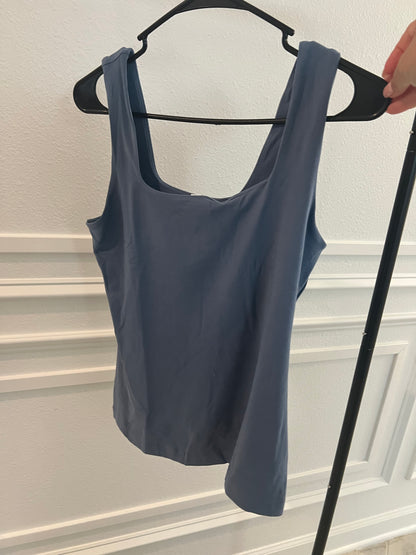 BUTTER FABRIC SQUARE NECKLINE SLEEVELESS TANK TOP- Paradise Blue