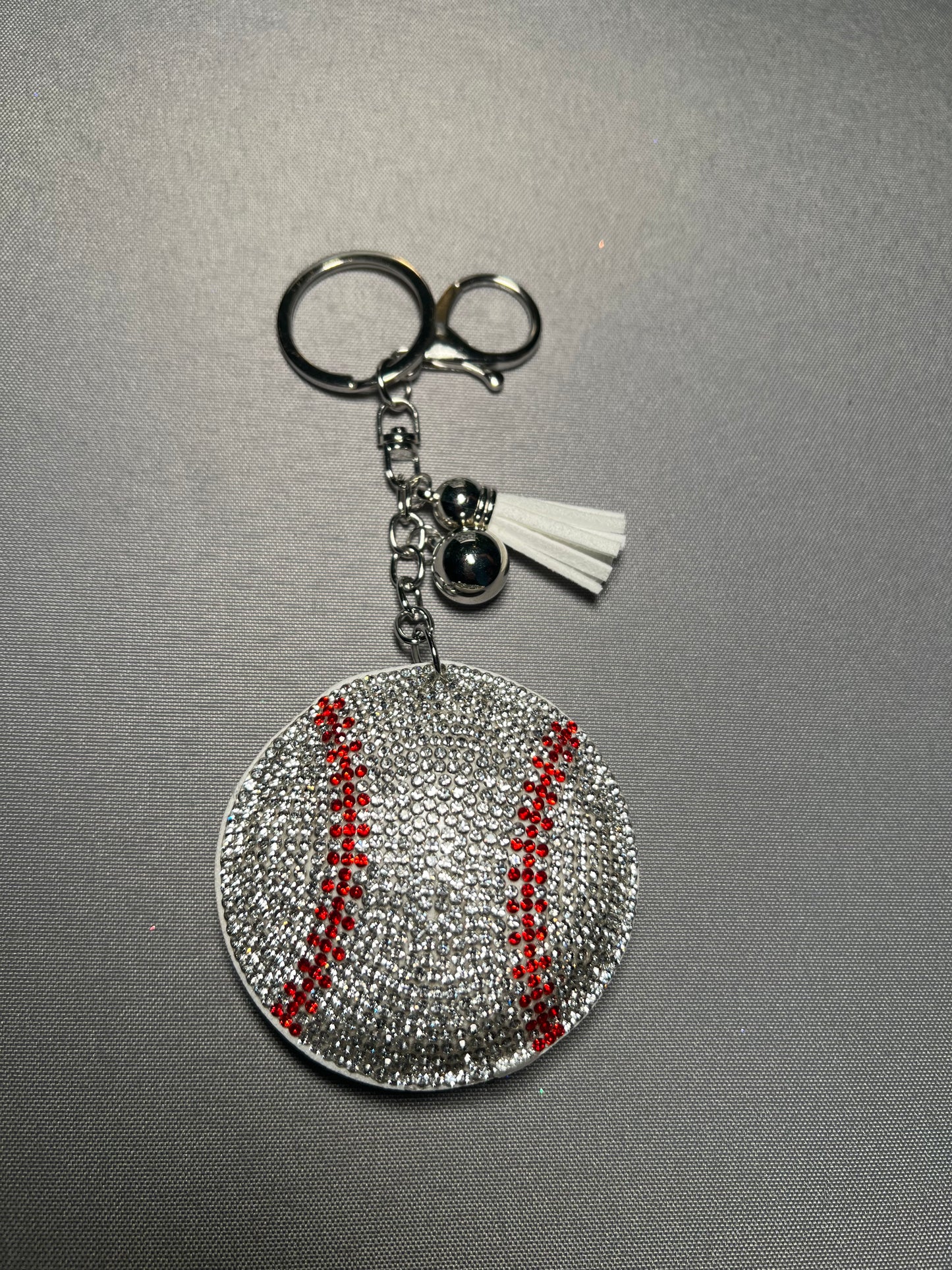 Rhinestone Baseball Keychain