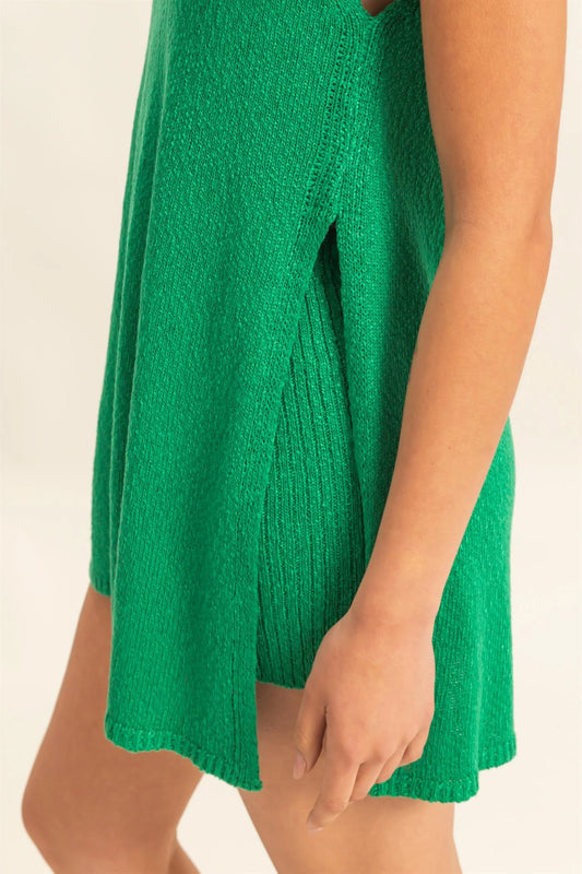 Side Slit Top And Shorts Set
