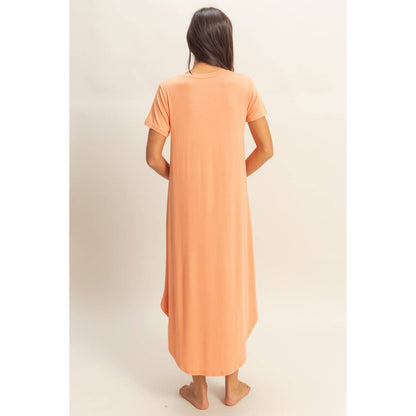 V-Neck Short Sleeve Midi Dress