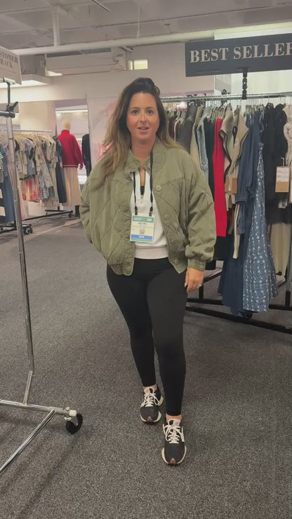 Washed Quilted Button Down Jacket